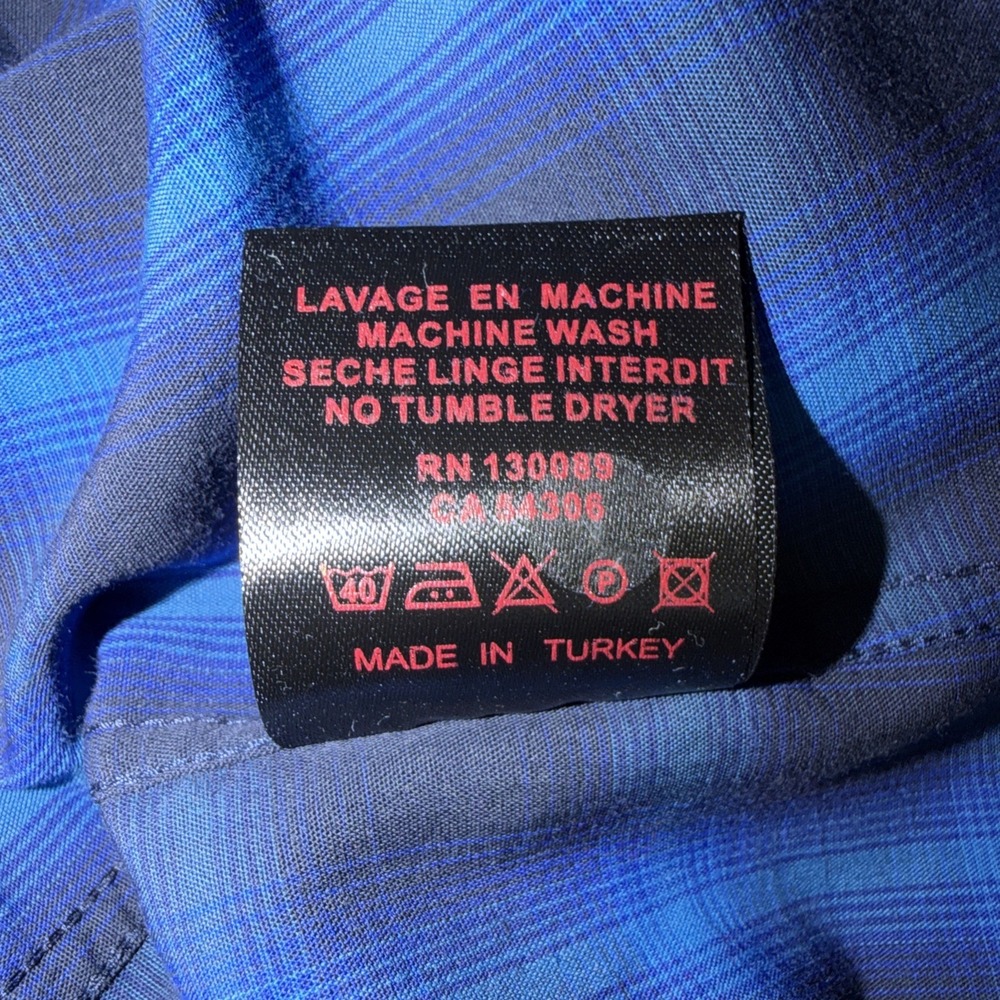 LOT OF 2 Jarad Lang After Hours Mens Shirt Slim Fit Blue Check Plaid LS Large - Picture 14 of 16